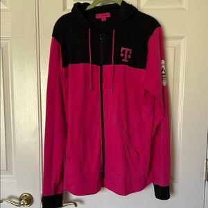 T Mobile Pink and Black Women's Zip Up Sweatshirt - SMALL - BRAND NEW